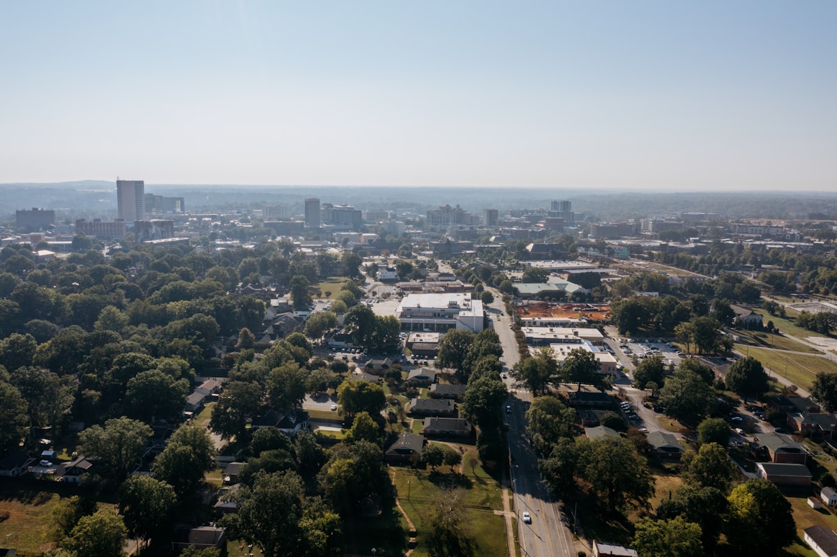 Aerial view of estate land development